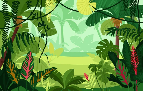 Colored Jungle Composition — Stock Vector