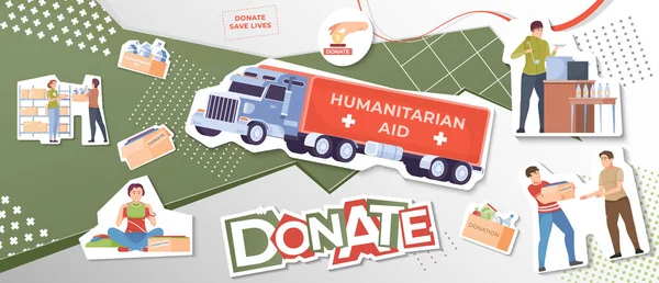 Collage sugli aiuti umanitari — Vettoriale Stock