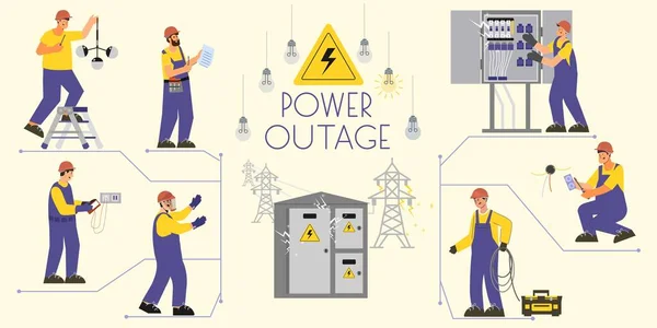 Power Outage Płaska Infografika — Wektor stockowy