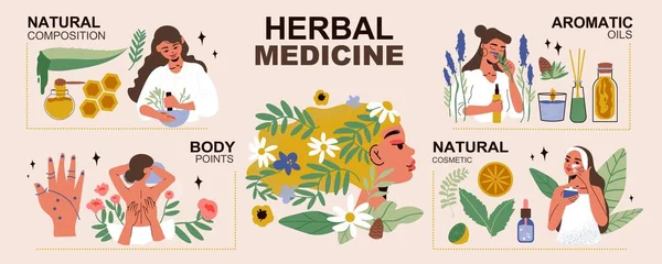 Herbal Medicine Infographic — ストックベクタ