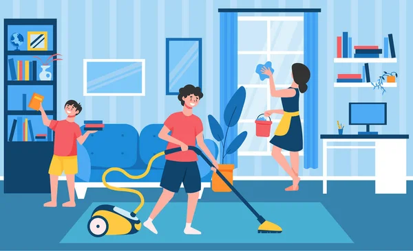 Family Home Cleanup Samenstelling — Stockvector