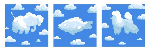 Animal Clouds Design Concept Set — Stock Vector