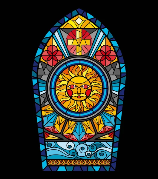 Katedral Mozaik Penceresi Arkaplanı — Stok Vektör