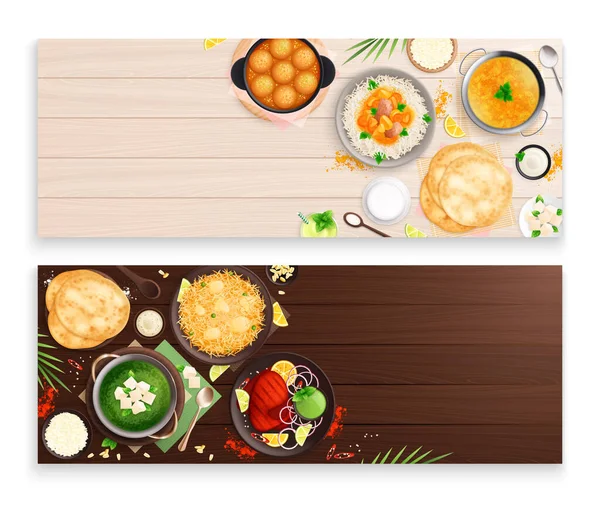 Indian Cuisine Horizontal Banners — Stock Vector