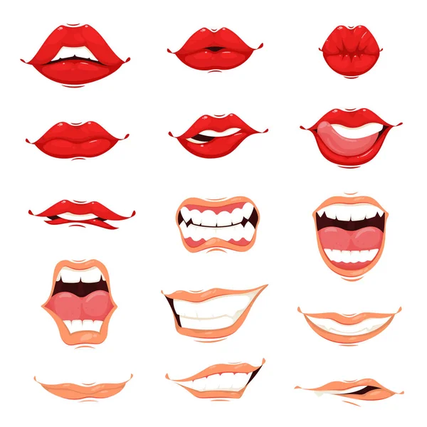 Human Mouth Cartoon Set — Stockový vektor