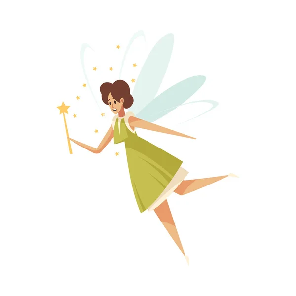 Flat Fairy Illustration — Vector de stock