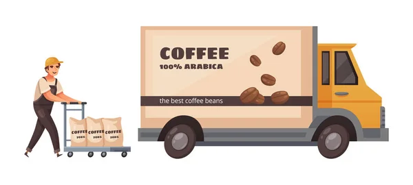 Kávé termelési illusztráció — Stock Vector