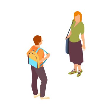 Öğrenciler Isometric Illustration