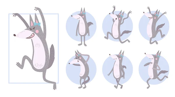 Cartoon Wolf Set — Image vectorielle