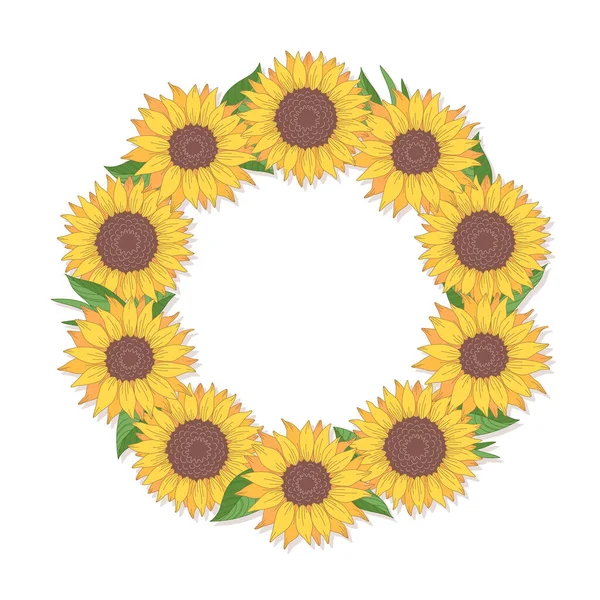 Cartoon Sunflower Wreath — Stock Vector