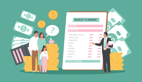 Koncepcja planowania budżetu rodziny — Wektor stockowy
