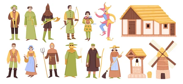 Peuple médiéval Royaume Set — Image vectorielle