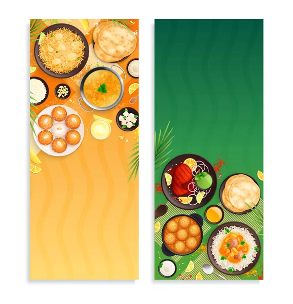 Вертикальные баннеры индийской кухни — стоковый вектор