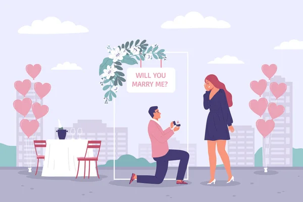 Romantic Marriage Proposal Composition — Stockvector