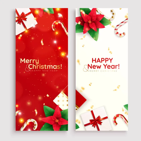 Cadeaux de Noël Bannières verticales — Image vectorielle