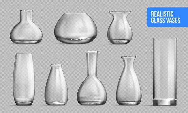 Glass Vase Mockup Transparent Set — Stockvektor