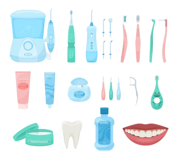 Колекція стоматологічних плоских іконок — стоковий вектор