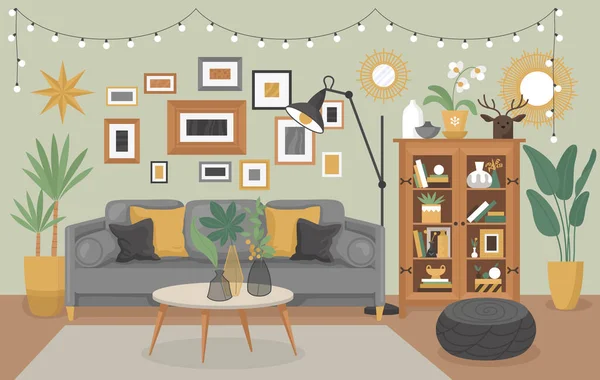 Interior Living Room Composition — стоковый вектор