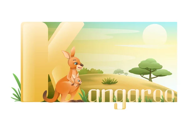 Kangoeroe cartoon afbeelding — Stockvector