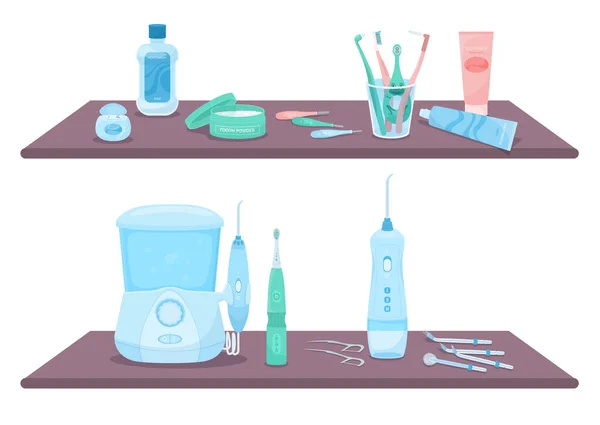 Dental Hygiene Shelves Composition — Stockvector