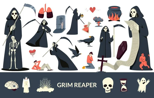 Grim Reaper Set — Stock Vector