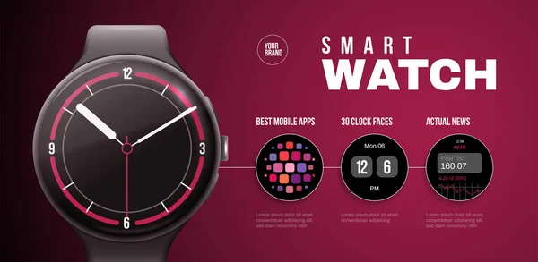 Smart Watch Horizontal Poster — Archivo Imágenes Vectoriales