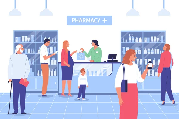 Pharmacie Arrière-plan plat — Image vectorielle