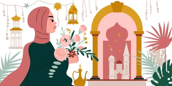 Islamic Illustration Flat — Vettoriale Stock