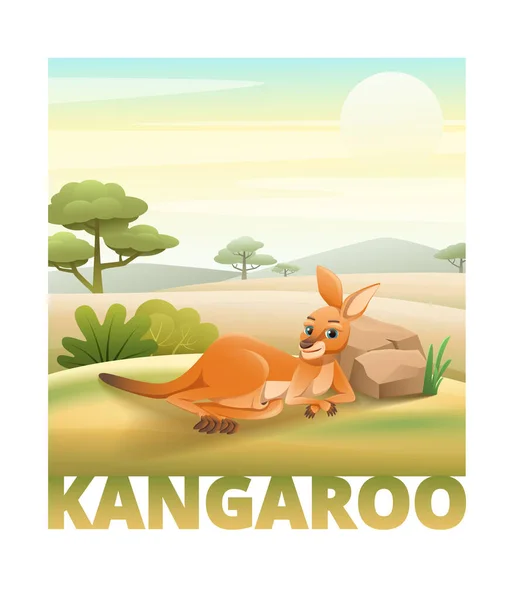 Kangoeroe cartoon afbeelding — Stockvector