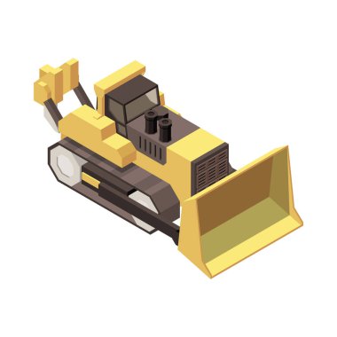 Buldozer Isometric Madencilik Kompozisyonu