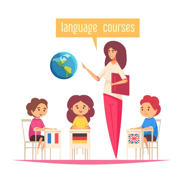 Language Training Kids Composition — стоковый вектор