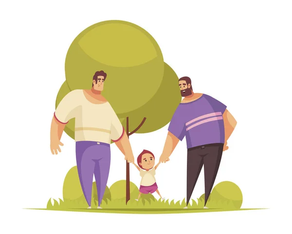 Gay Family Child Composition — Stock Vector