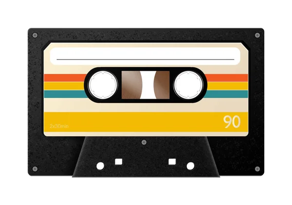 Composición de cassette arco iris vintage — Vector de stock