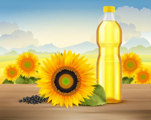 Sunflower Oil Advertising Background — стоковый вектор