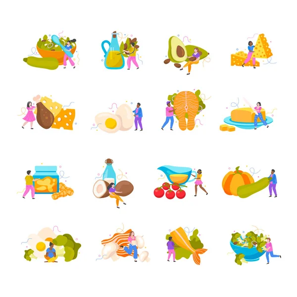 Keto Diet Flat Icons — Archivo Imágenes Vectoriales