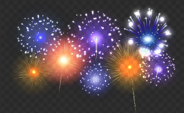 Fireworks Realistic Transparent Composition — Stockvector