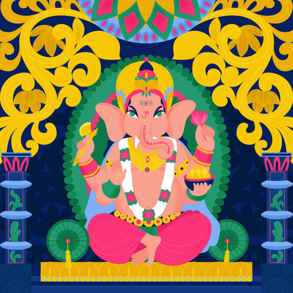 Ancient Indian Hindu God Ganesha Composition