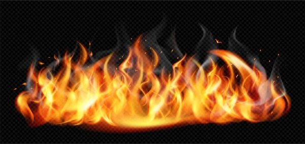 Színes Reális Gőz Füst Koncepció Vörös Lángok Sötét Háttér Vektor — Stock Vector