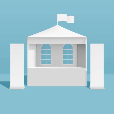 Reklam çadırı gerçekçi modelleme konsepti reklam panosu vektör illüstrasyonu ile