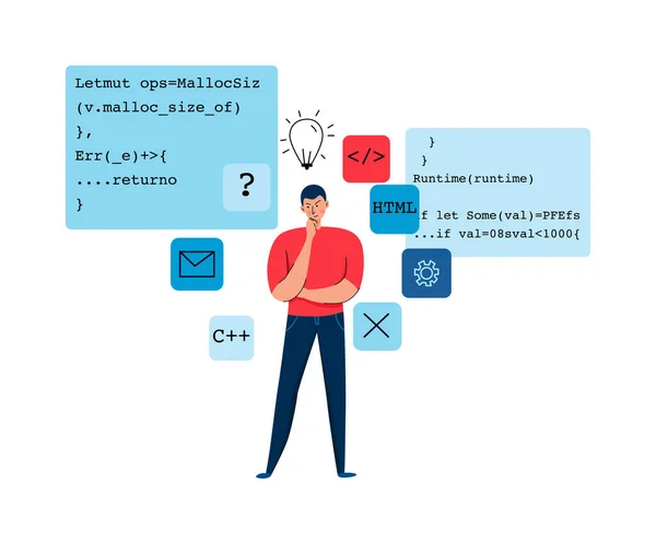 Programmerare Professionell Sammansättning Med Klotter Stil Mänskliga Tecken Och Skärmar — Stock vektor