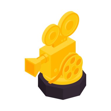 İzole edilmiş sinema endüstrisi ikonu boş arka plan illüstrasyonunda