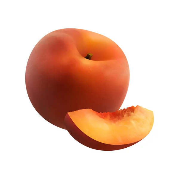 Fruits Realistic Composition Isolated Images Solid Ripe Fruit Slice Blank — Image vectorielle