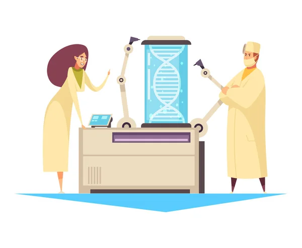 DNA Scientists Works Composition — Vetor de Stock
