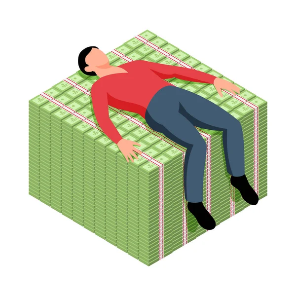 Lying On Money Composition — Stock Vector