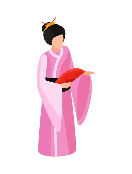 Japón Composición de la mujer tradicional — Vector de stock