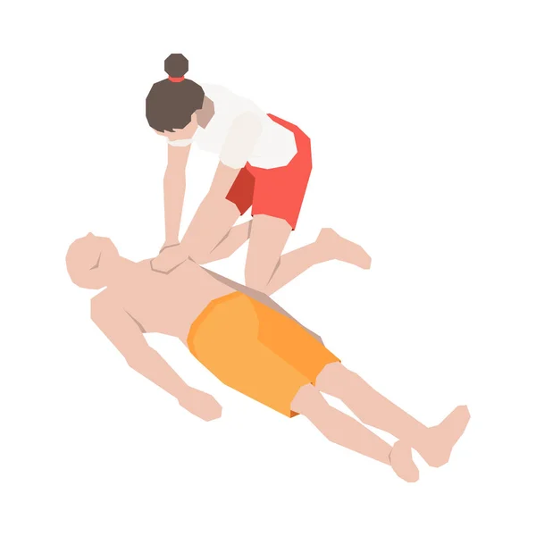 Cardiac Massage Lifeguard Composition —  Vetores de Stock