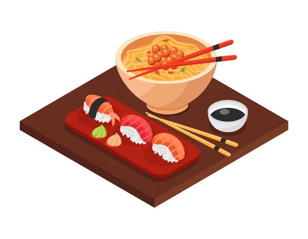 Japan Food Tray Composition — стоковый вектор