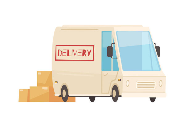 Delivery Van Cartoon Composition