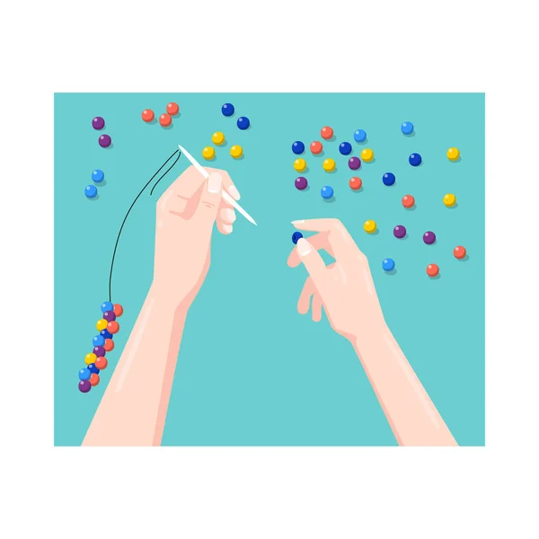 Handmade Bead Crafts Composition — Vetor de Stock