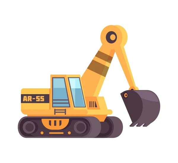 Construction Excavator Flat Composition — стоковый вектор